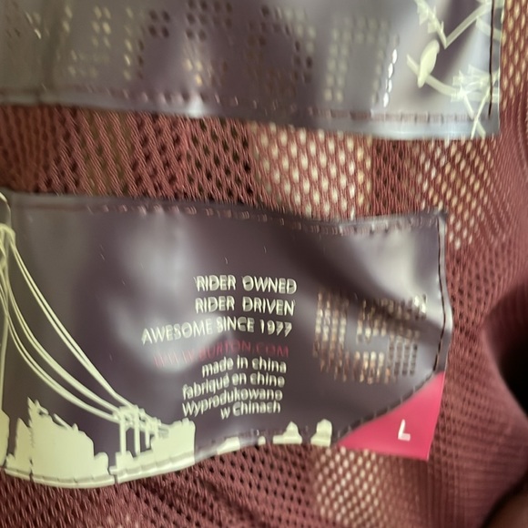 Burton ski:snowboard pants, size L, women’s, tan/purple w polka dot suspenders - Picture 3 of 9